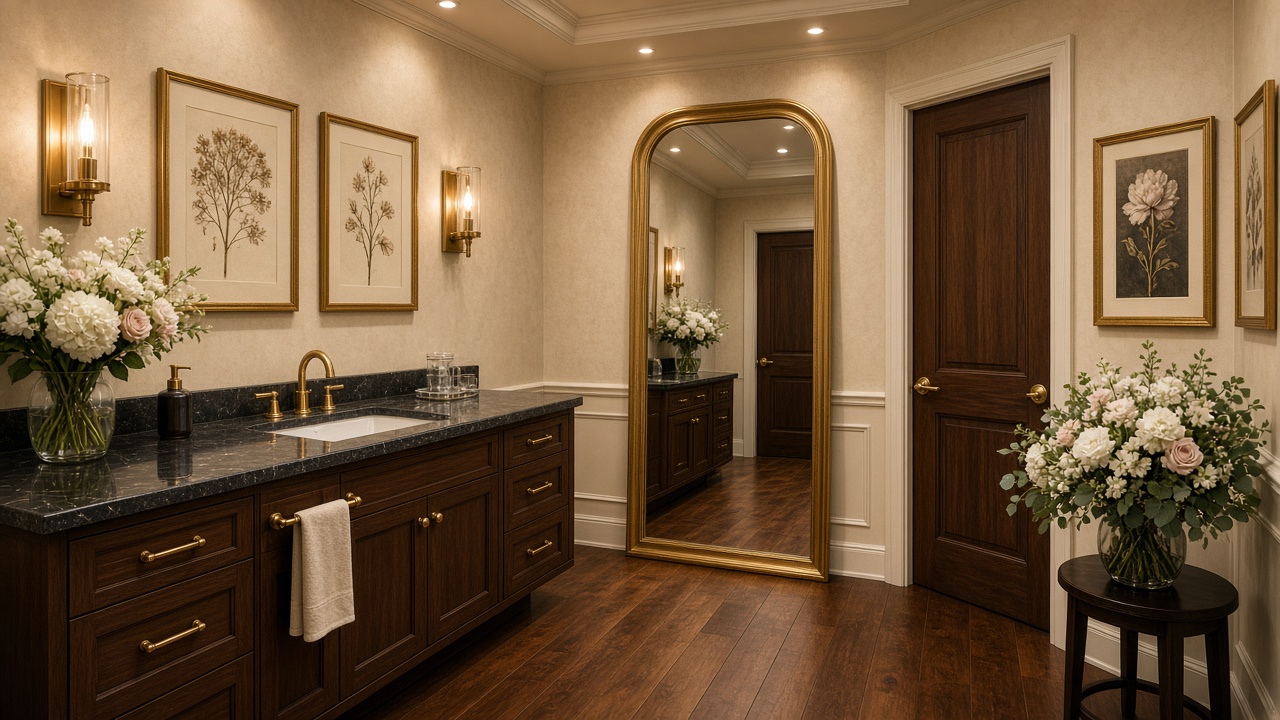Bridal Powder Room Suite with Full-Length Dressing Mirror and Double Vanity